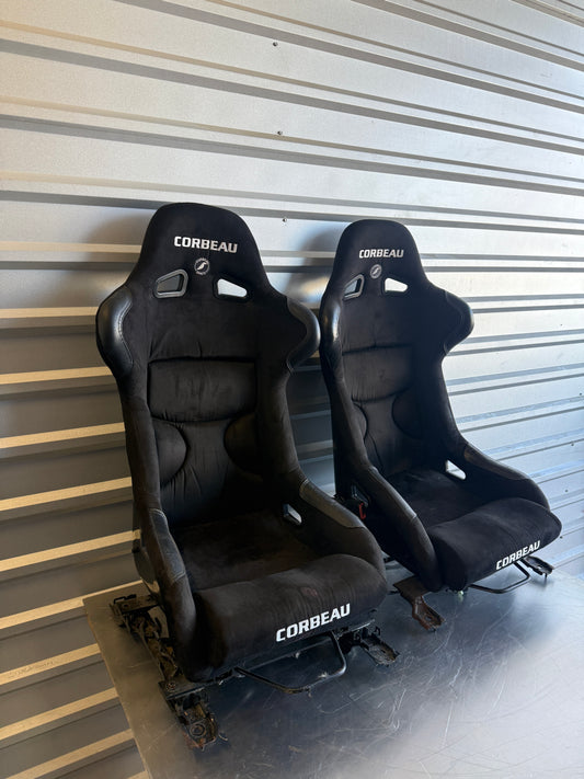 Aftermarket Corbeau Bucket Seat Pair – Universal Fit – Includes Sliders