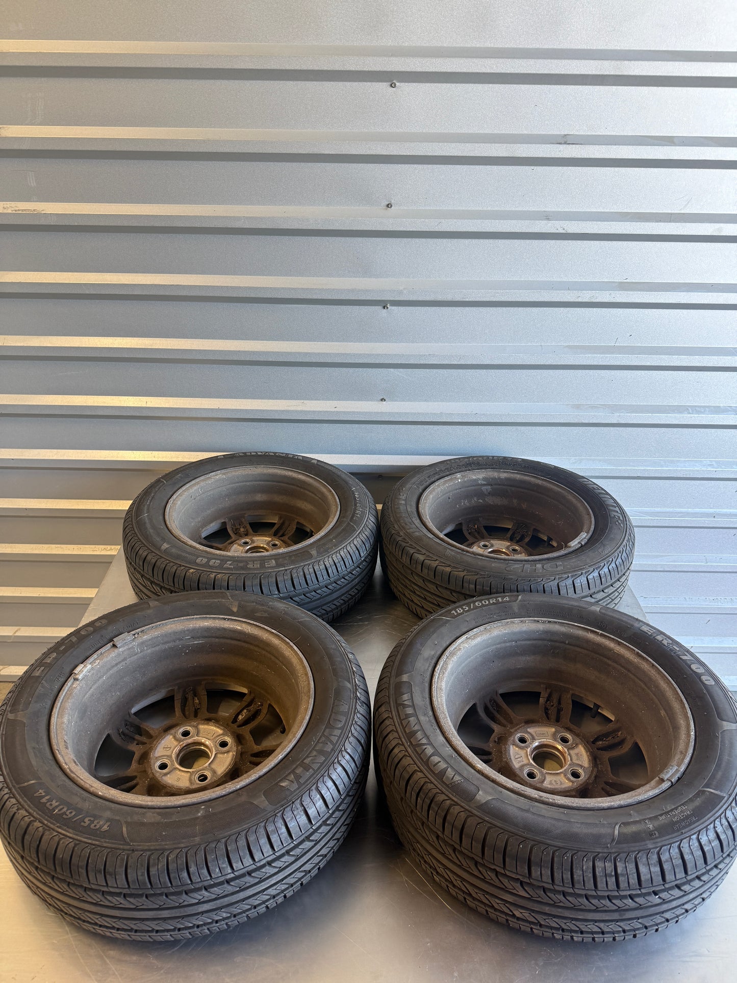 OEM Enkei Daisy Wheel Set w/ Center Caps & Tires – 1990–1997 Mazda Miata NA