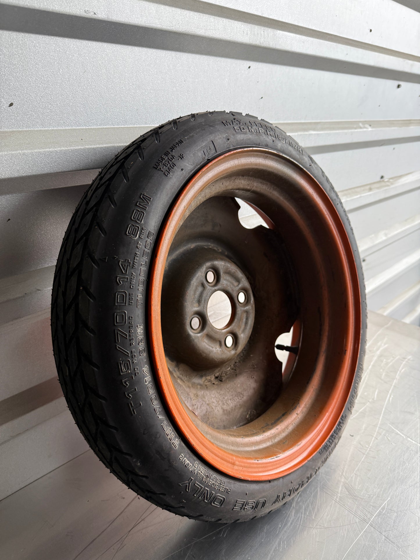 OEM Orange Temporary Spare Wheel & Tire (Donut) – 1990–2005 Mazda Miata NA / NB