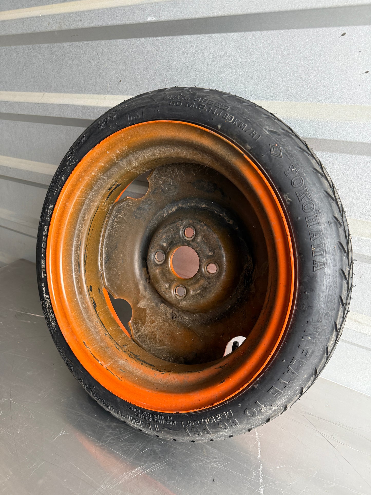 OEM Orange Temporary Spare Wheel & Tire (Donut) – 1990–2005 Mazda Miata NA / NB