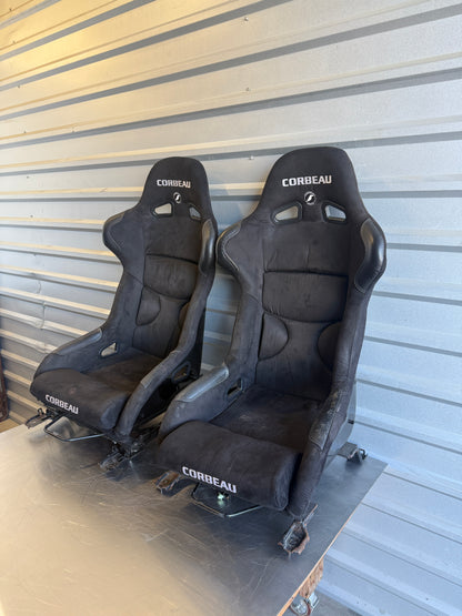 Aftermarket Corbeau Bucket Seat Pair – Universal Fit – Includes Sliders