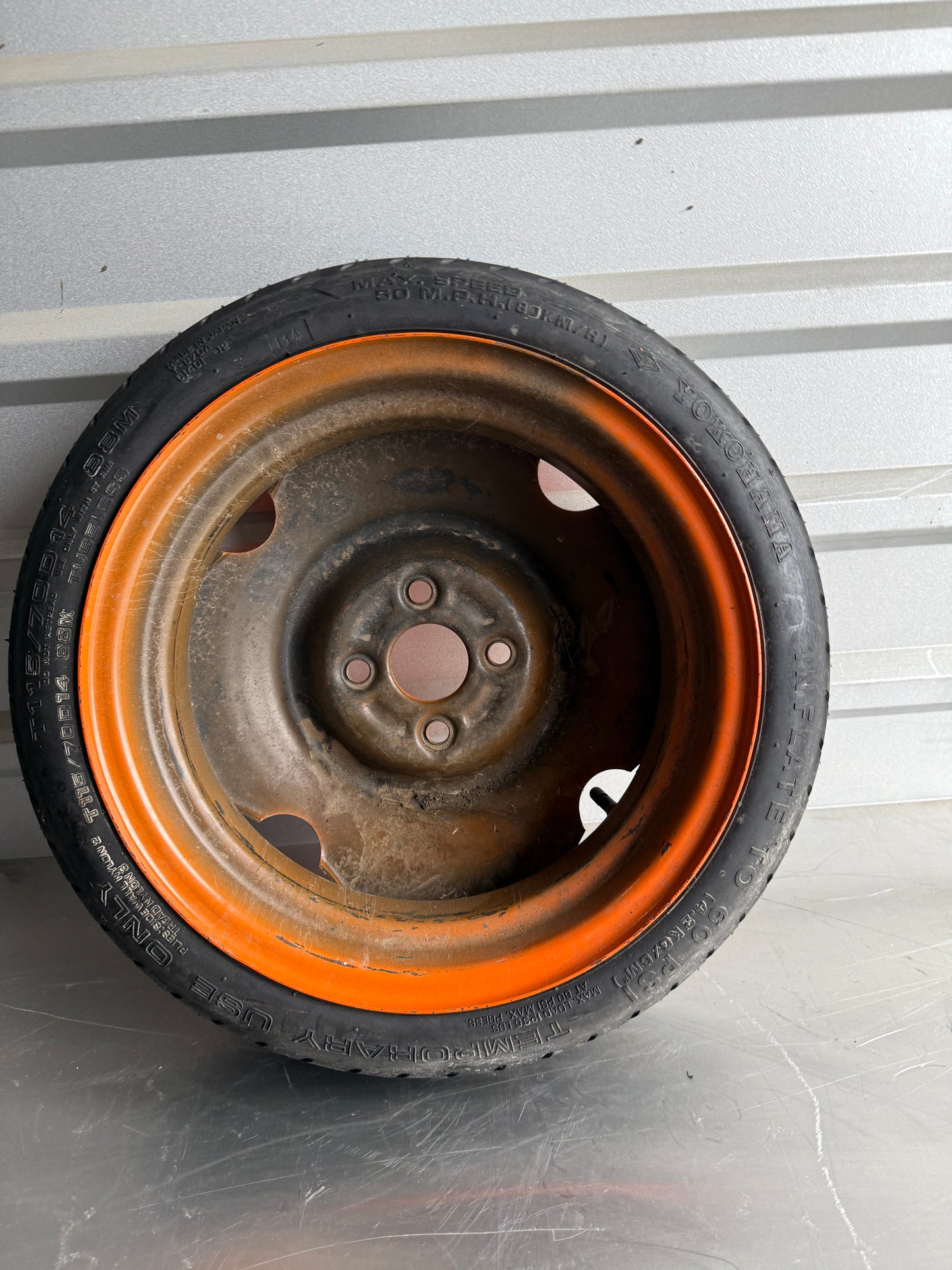 OEM Orange Temporary Spare Wheel & Tire (Donut) – 1990–2005 Mazda Miata NA / NB