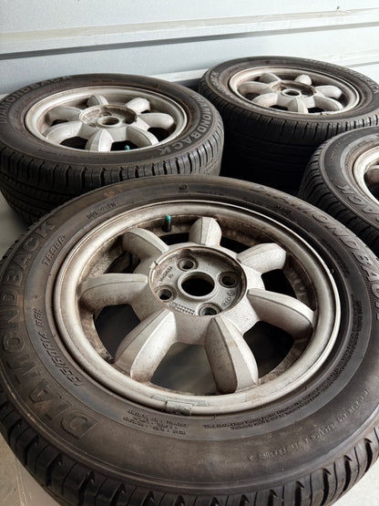 OEM Daisy Wheel & Tire Set (4) – 1990–1997 Mazda Miata NA
